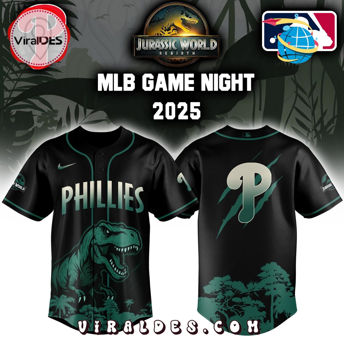 Philadelphia Phillies x Jurassic World Baseball Jersey