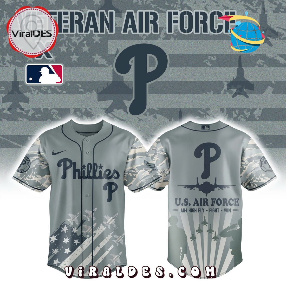 Philadelphia Phillies x Veteran U.S Air Force Baseball Jersey