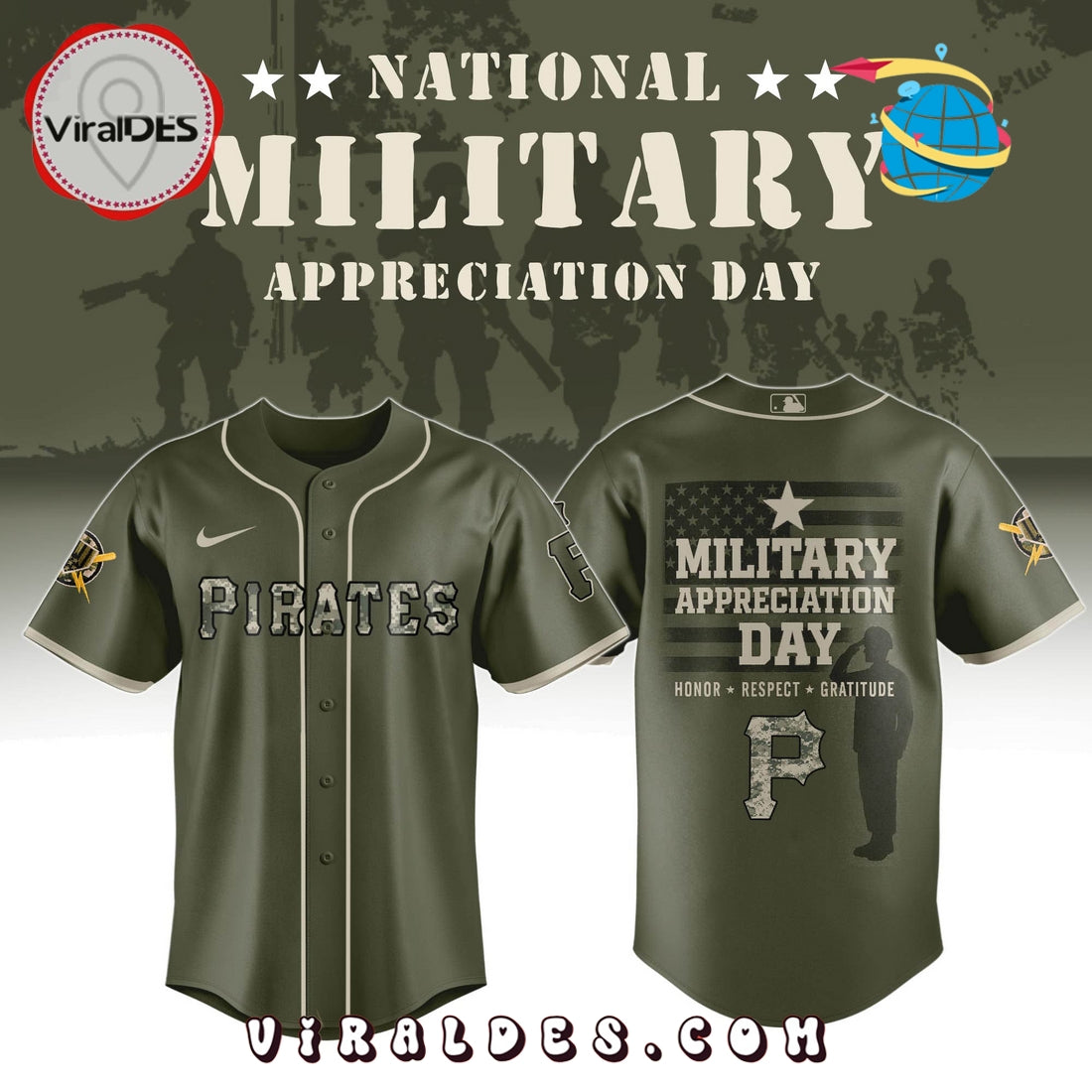 Pittsburgh Pirates MLB Military Appreciation Day Baseball Jersey