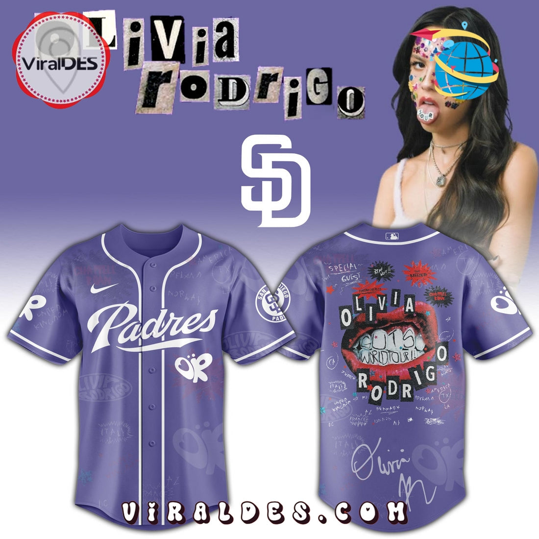 San Diego Padres MLB x Olivia Rodrigo Guts World Tour Jersey
