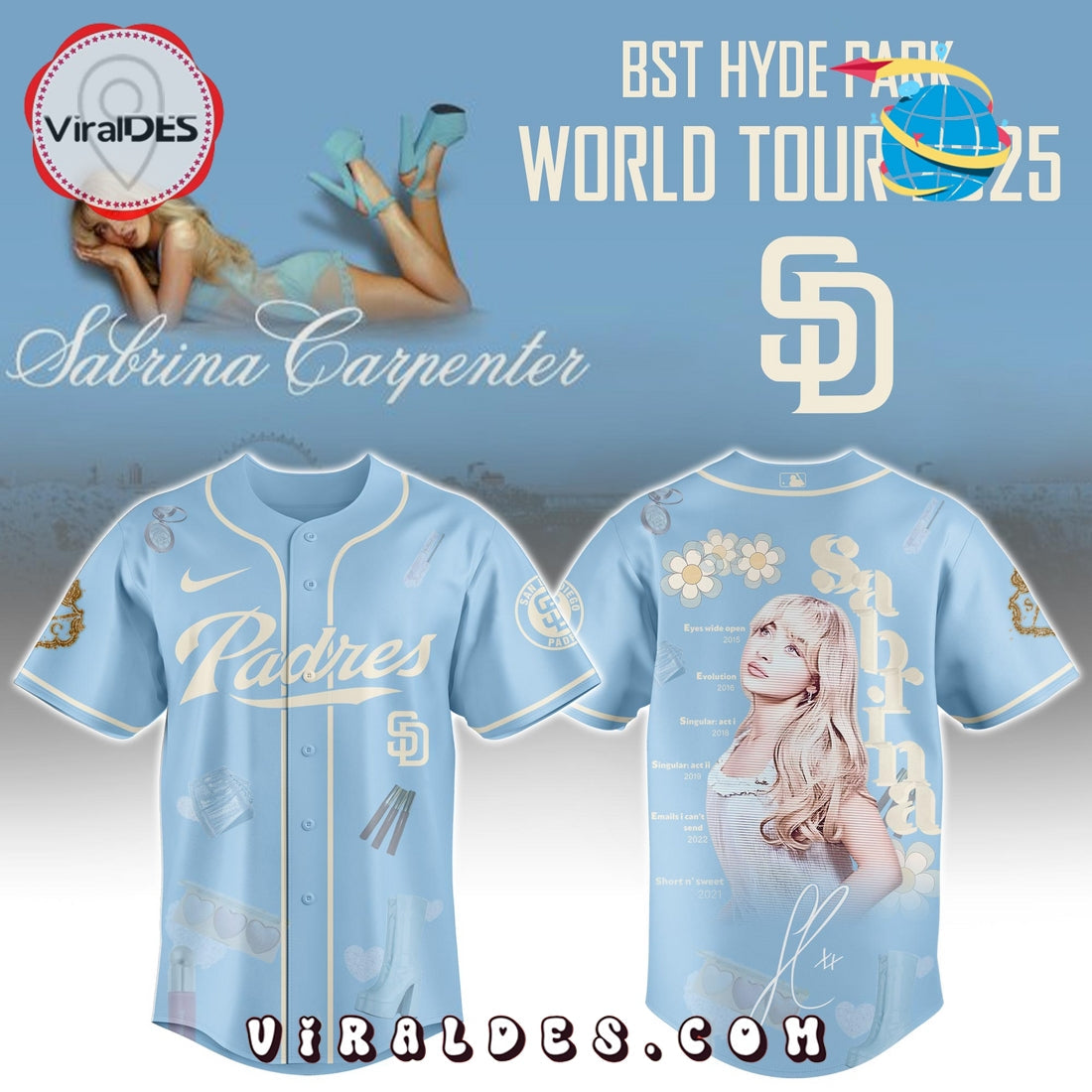 San Diego Padres MLB x Sabrina Carpenter Baseball Jersey