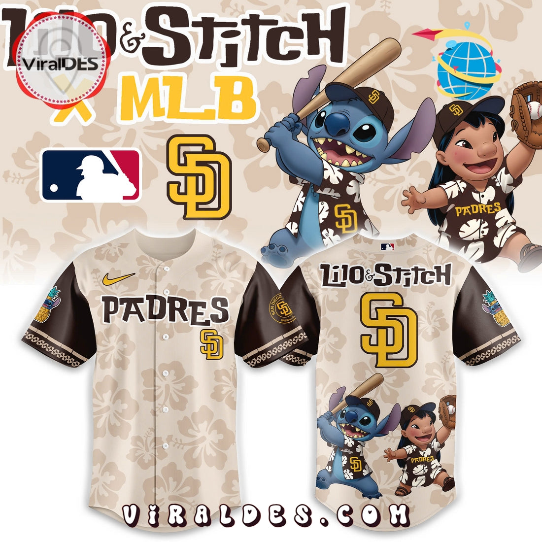 San Diego Padres x Lilo & Stitch Baseball Jersey