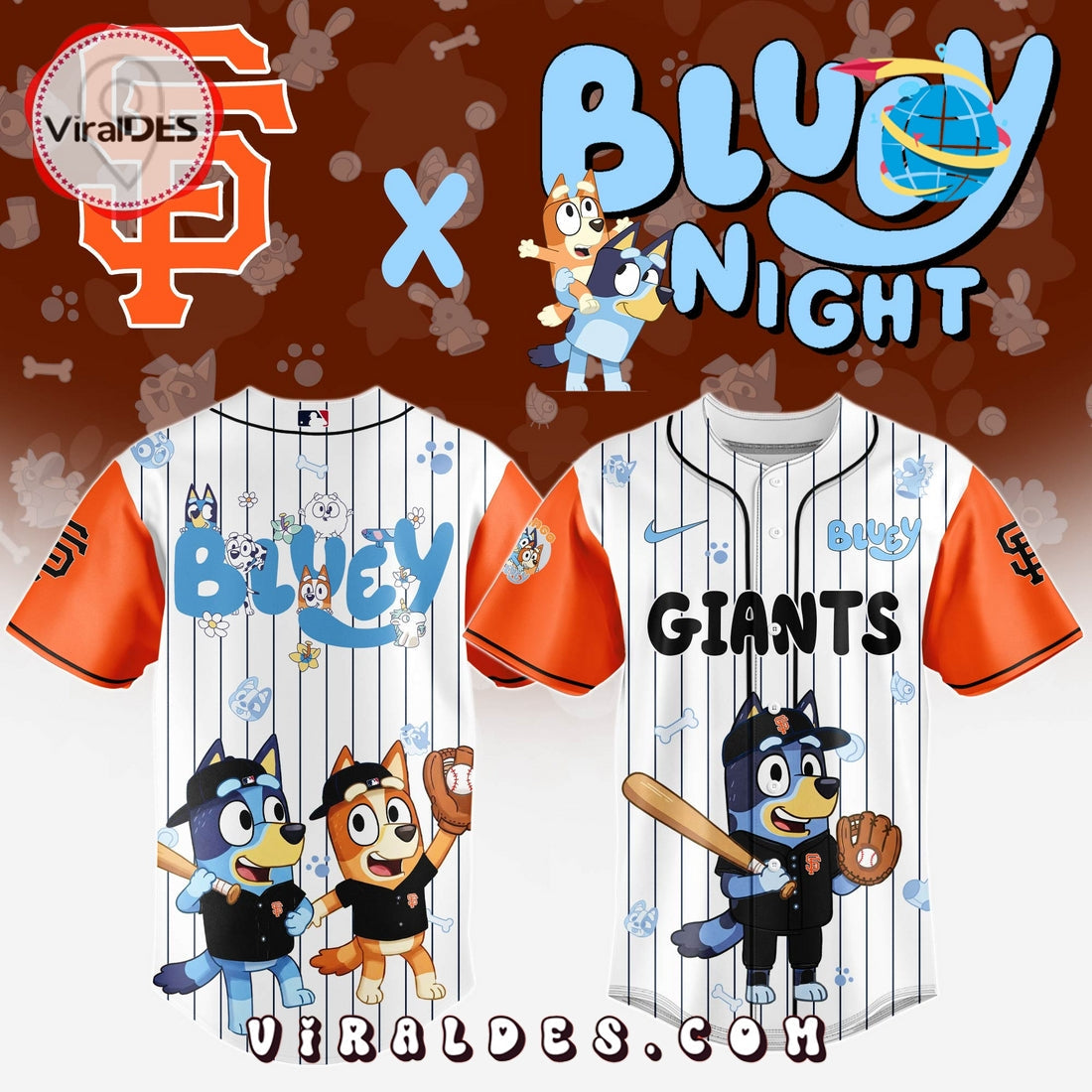 San Francisco Giant MLB Bluey And Bingo Baseball Jersey