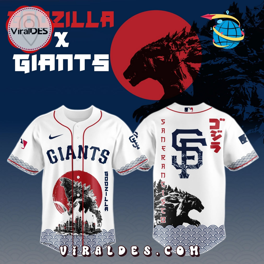 San Francisco Giants MLB x Godzilla Baseball Jersey