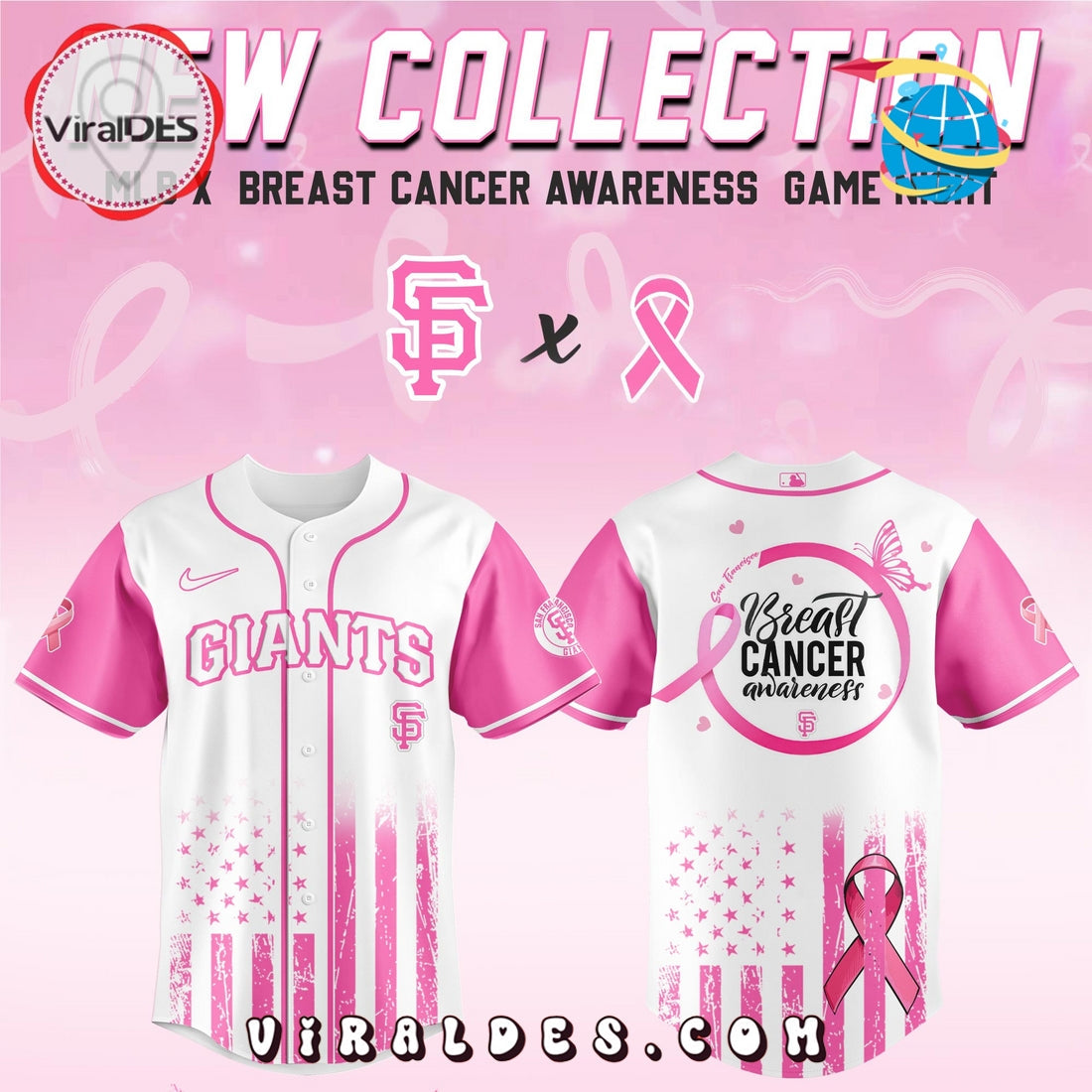San Francisco Giants x Breast Cancer Awareness Game Night Baseball Jersey