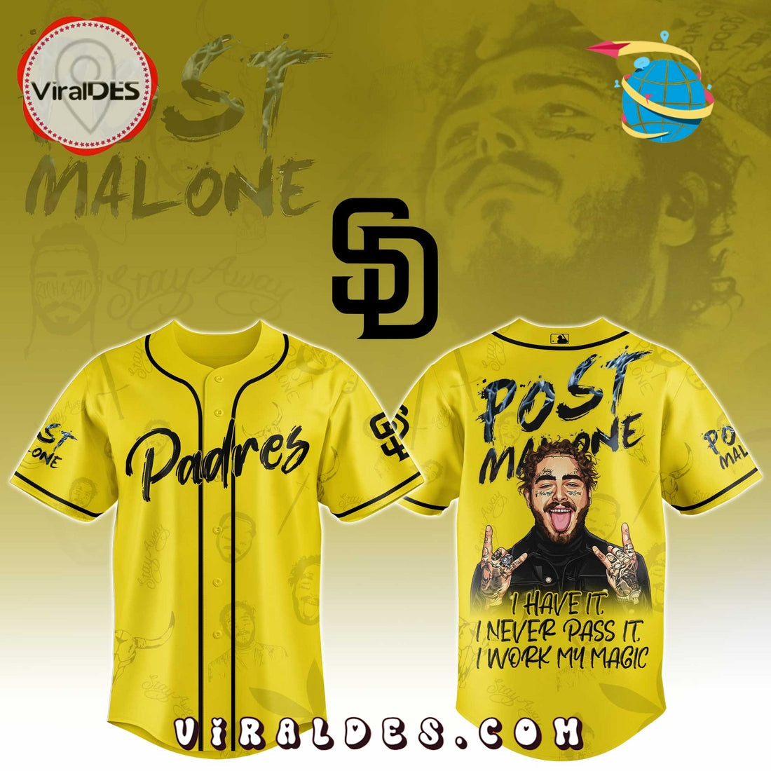 SD Padres x Post Malone Tour Baseball Jersey