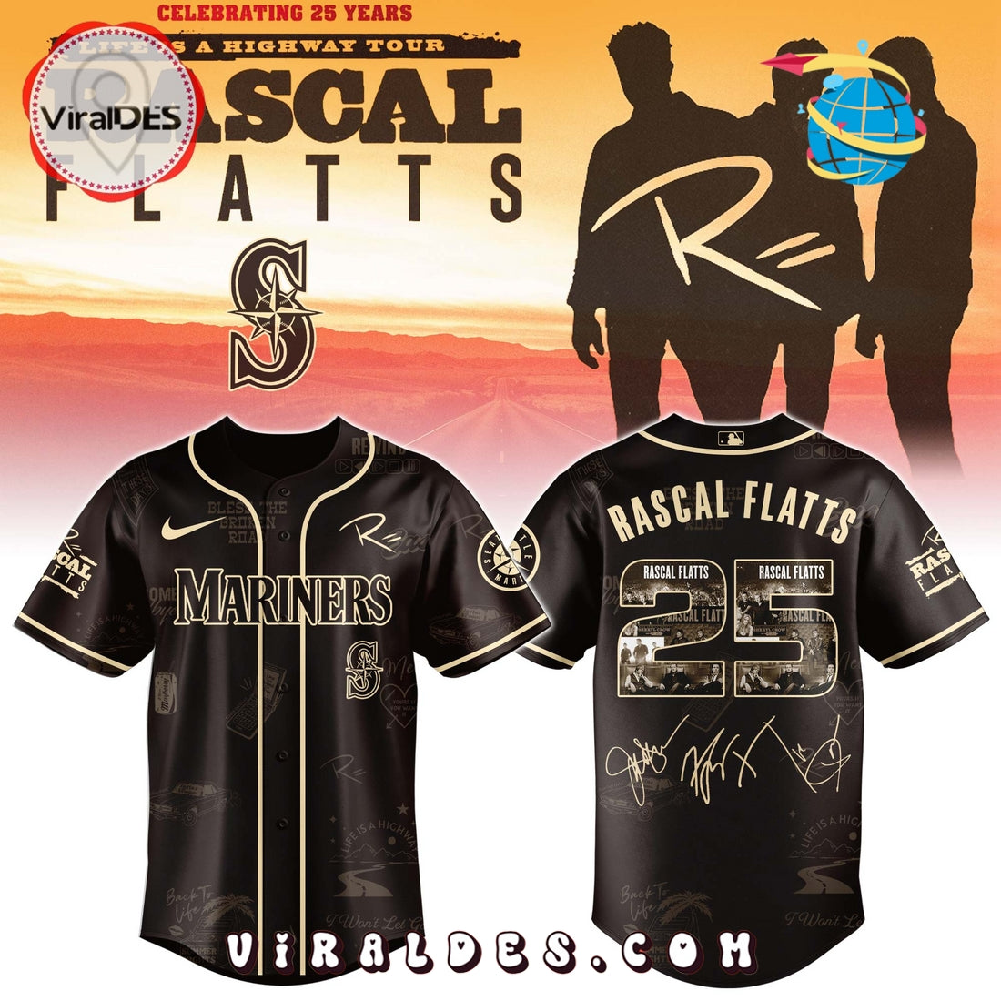 Seattle Mariners MLB x Rascal Flatts Life Is a Highway Tour Jersey
