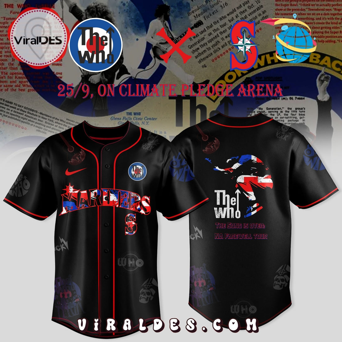 Seattle Mariners x The Who NA Farewell Tour Jersey