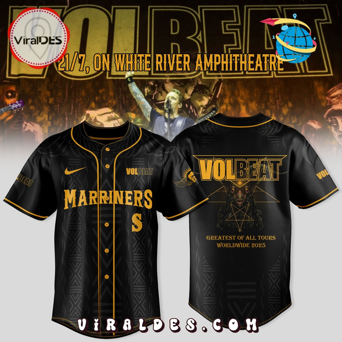 Seattle Mariners x VOLBEAT Greatest of All Tours Jersey
