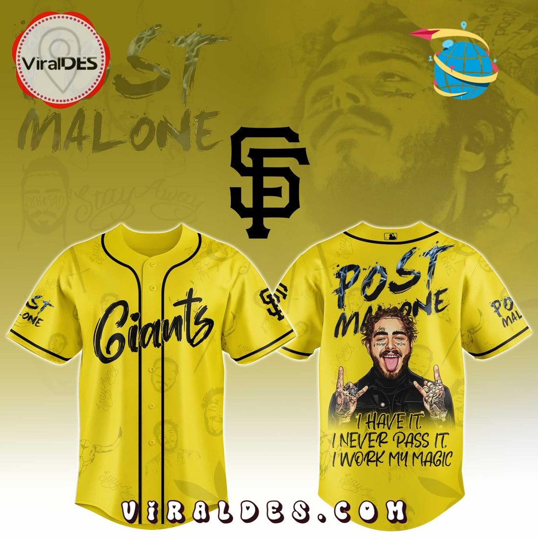 SF Giants x Post Malone Tour Baseball Jersey