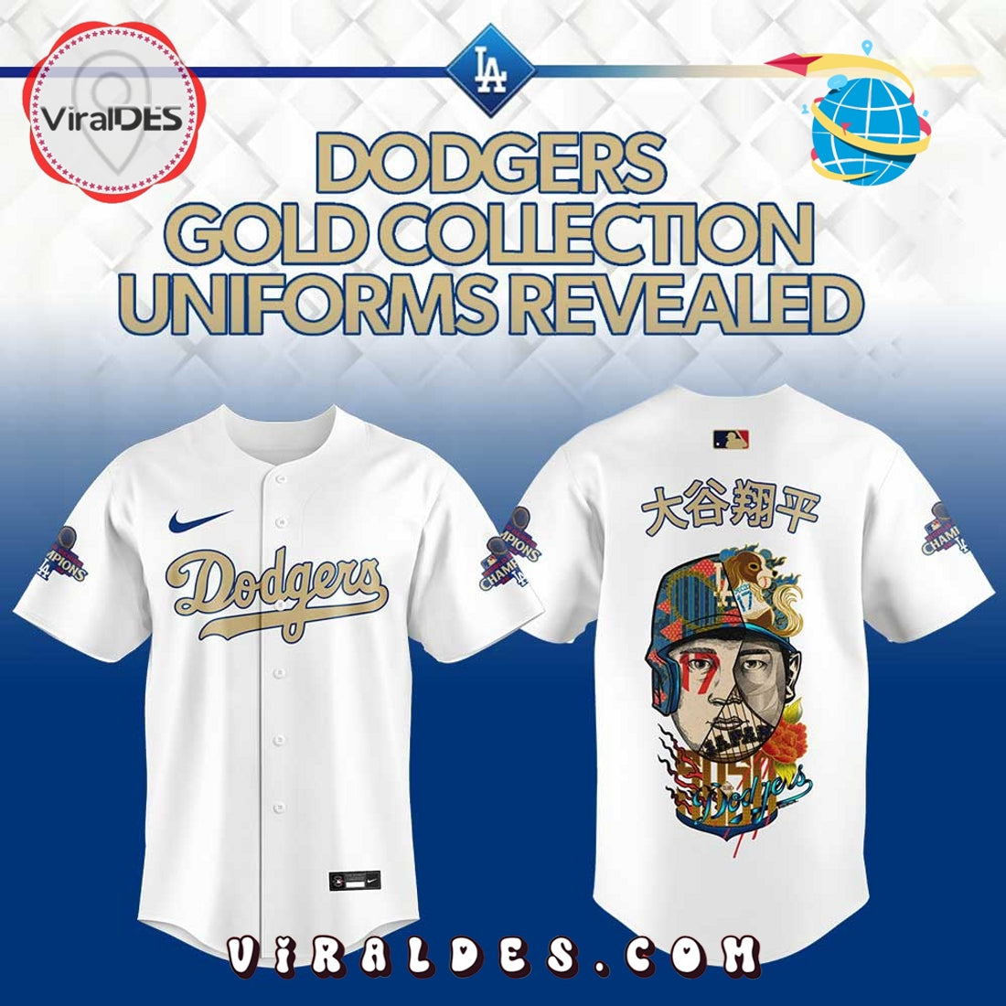 Shohei Ohtani Dodgers Gold Collection Baseball Jersey