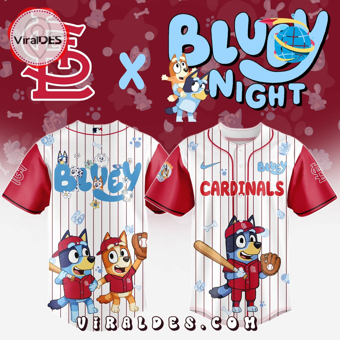 St.Louis Cardinals MLB Bluey And Bingo Baseball Jersey