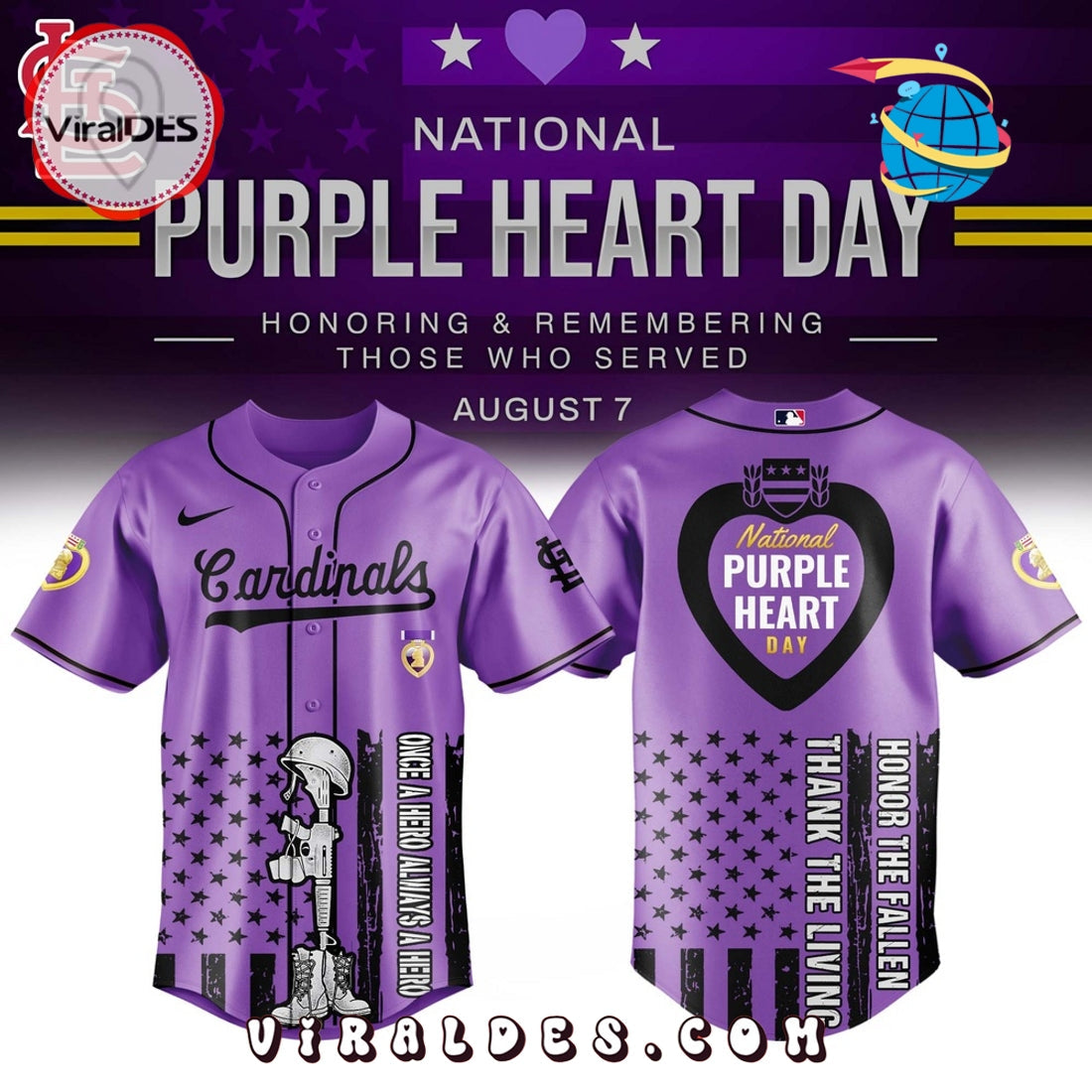 St. Louis Cardinals MLB x Purple Heart Day Baseball Jersey