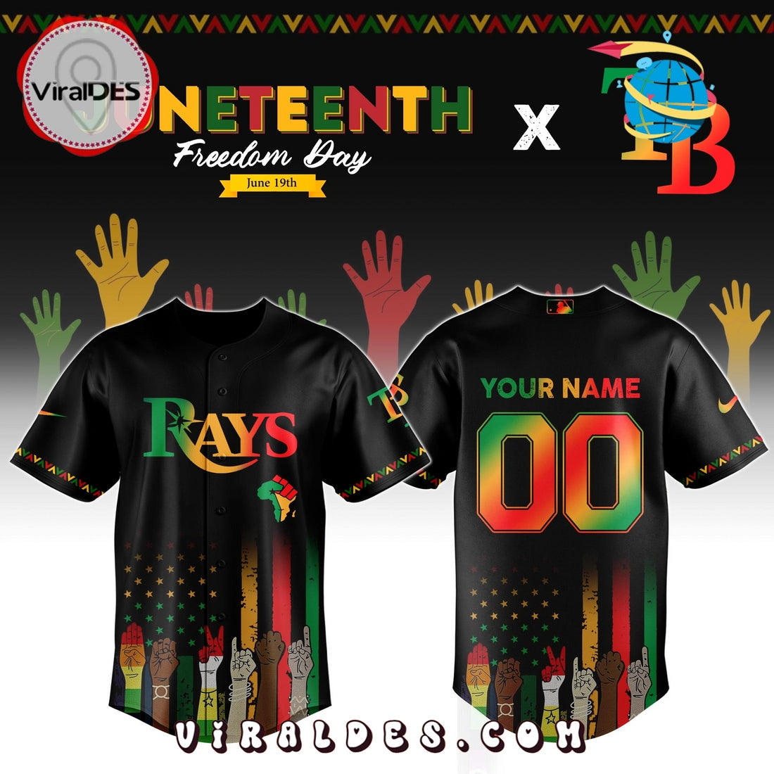 Tampa Bay Rays Custom MLB Juneteenth Baseball Jersey