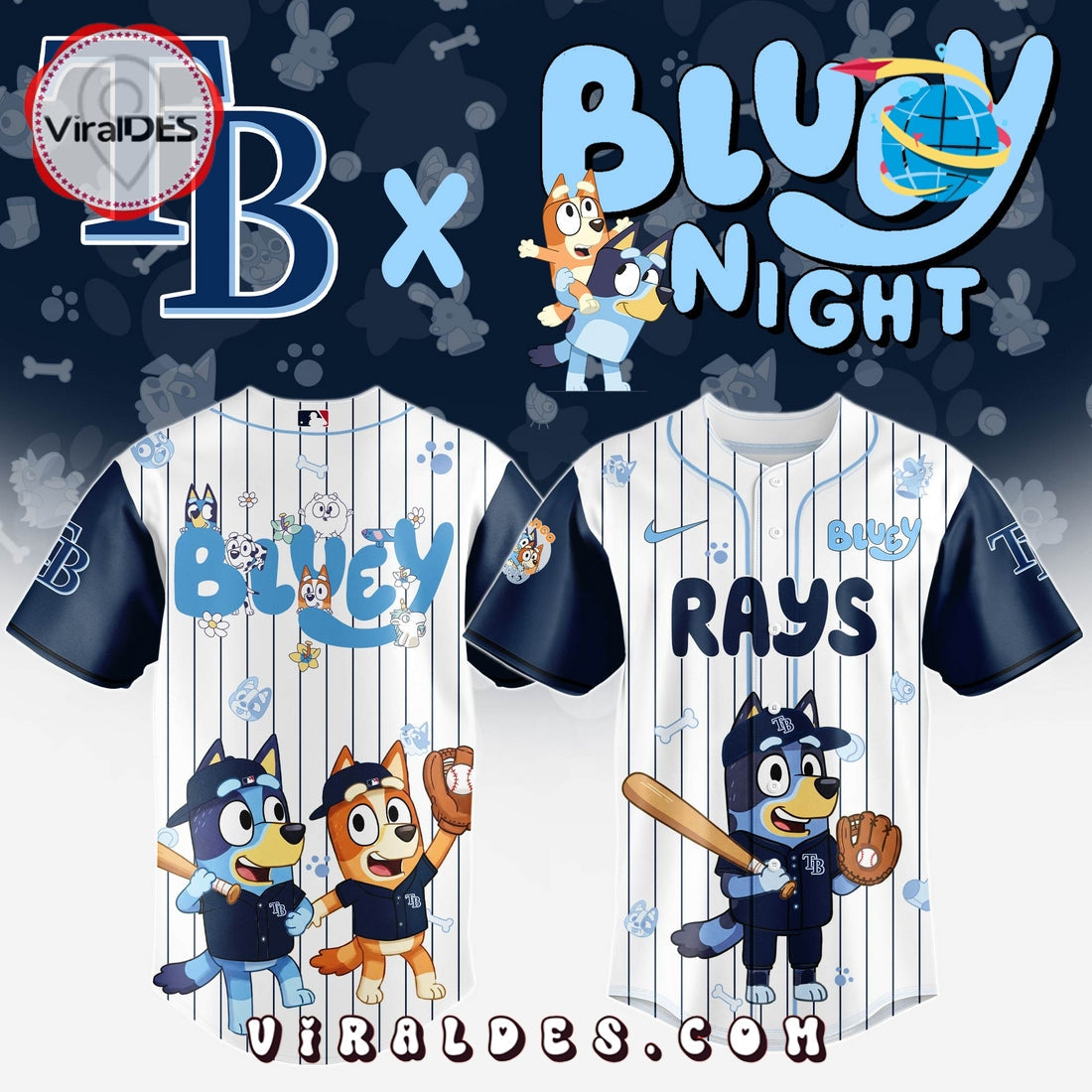 Tampa Bay Rays MLB Bluey And Bingo Baseball Jersey