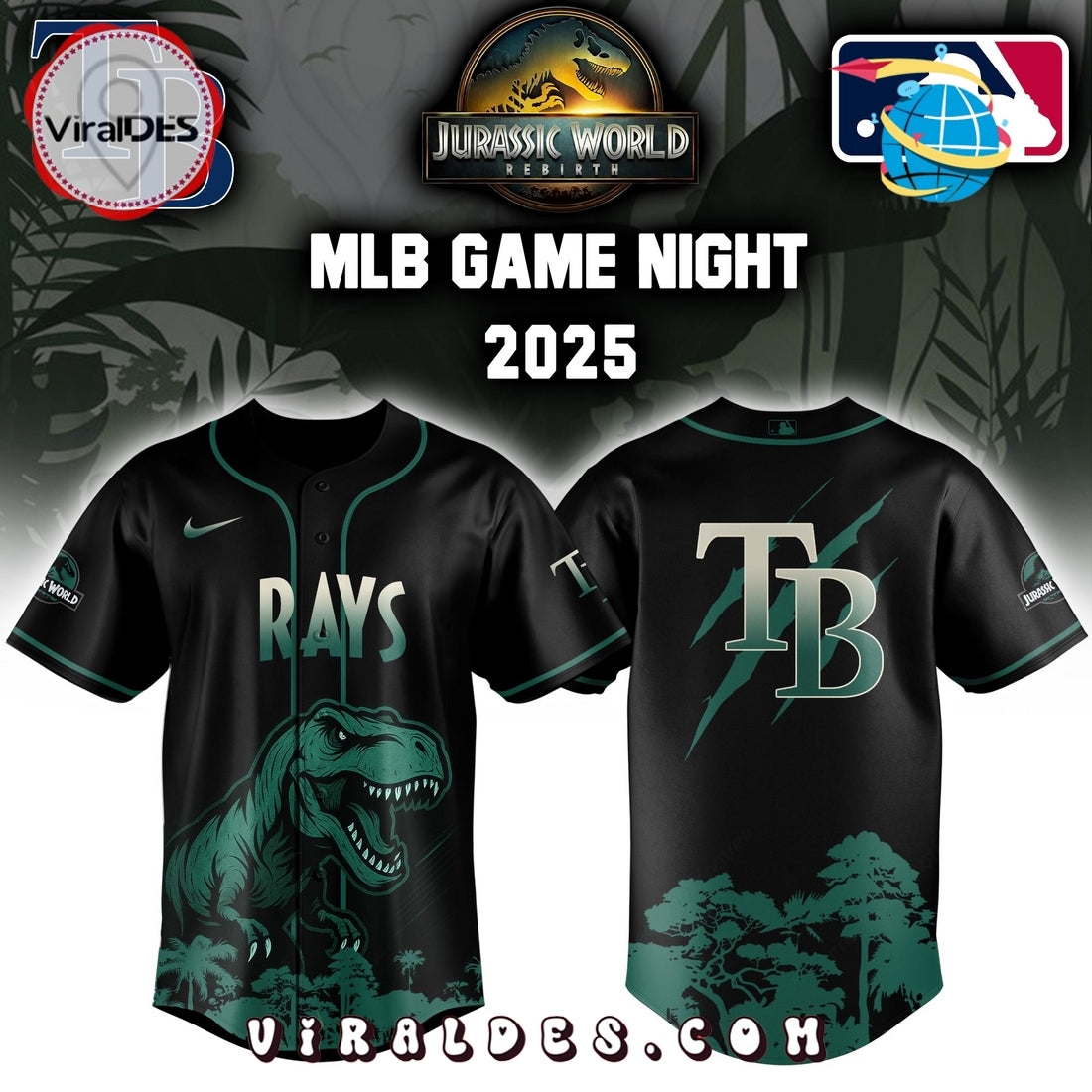 Tampa Bay Rays x Jurassic World Baseball Jersey