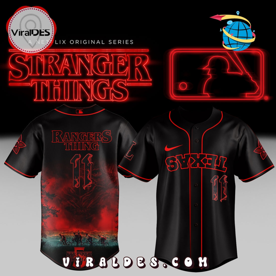 Texas Rangers Stranger Things Baseball Jersey
