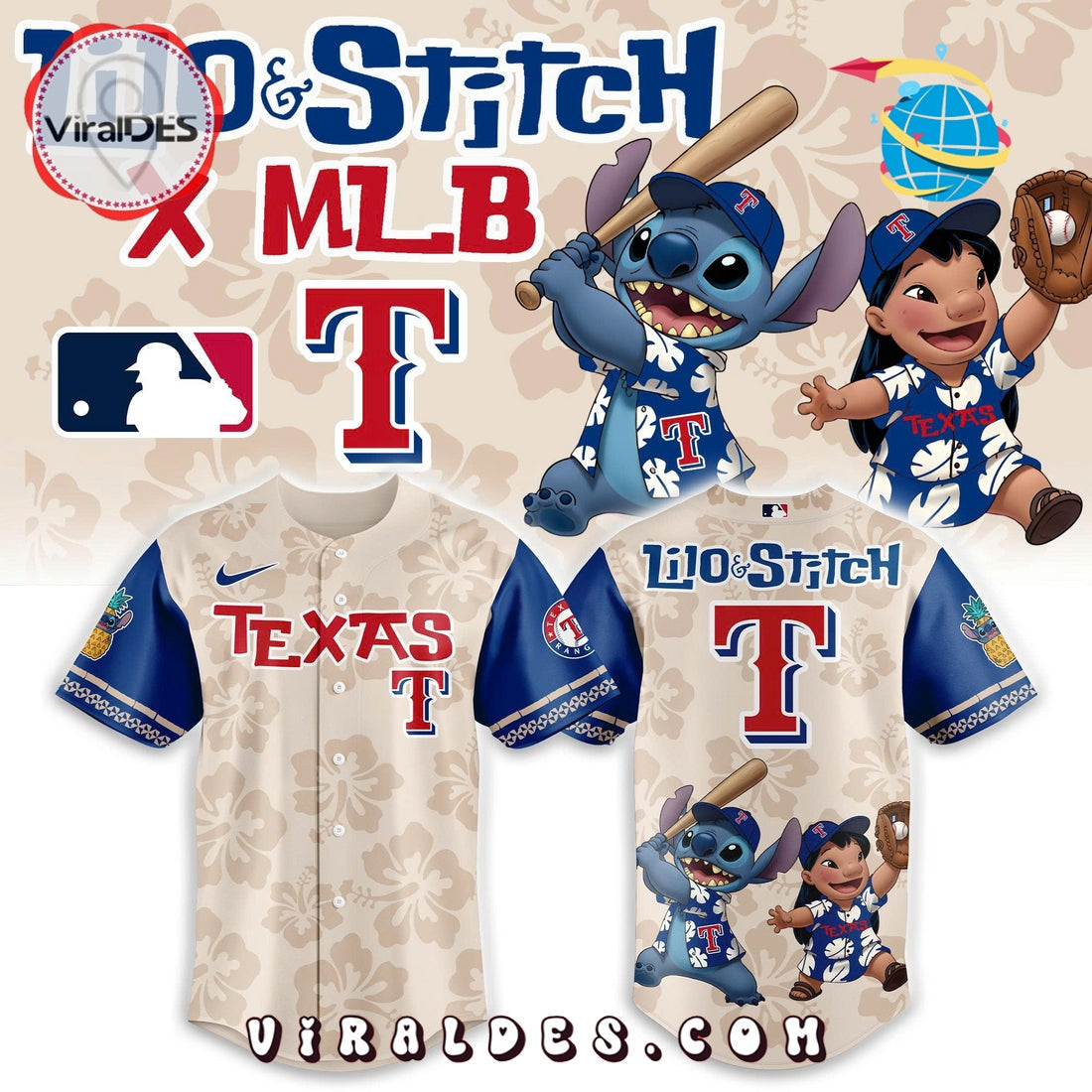 Texas Rangers x Lilo & Stitch Baseball Jersey