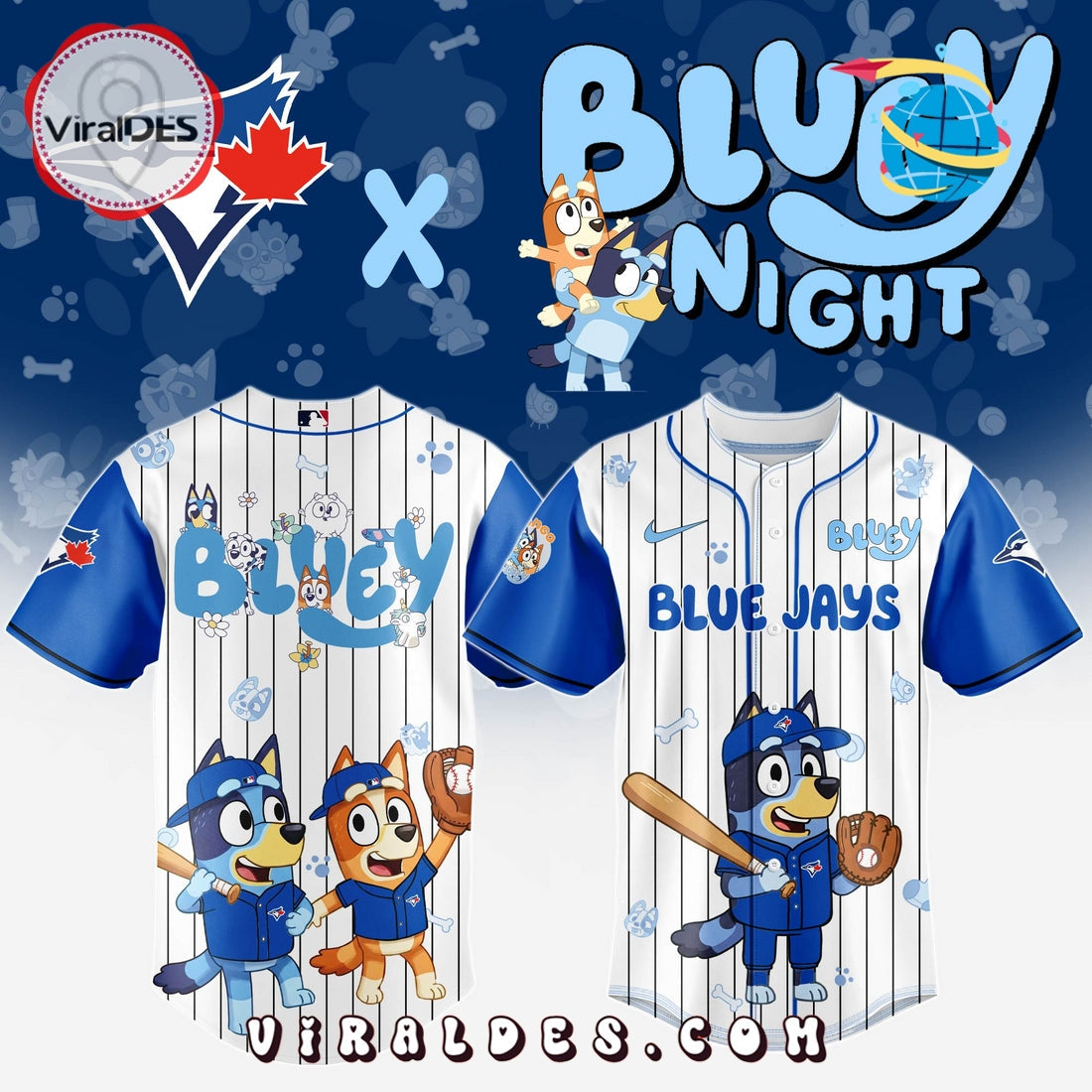 Toronto Blue Jays MLB Bluey And Bingo Baseball Jersey