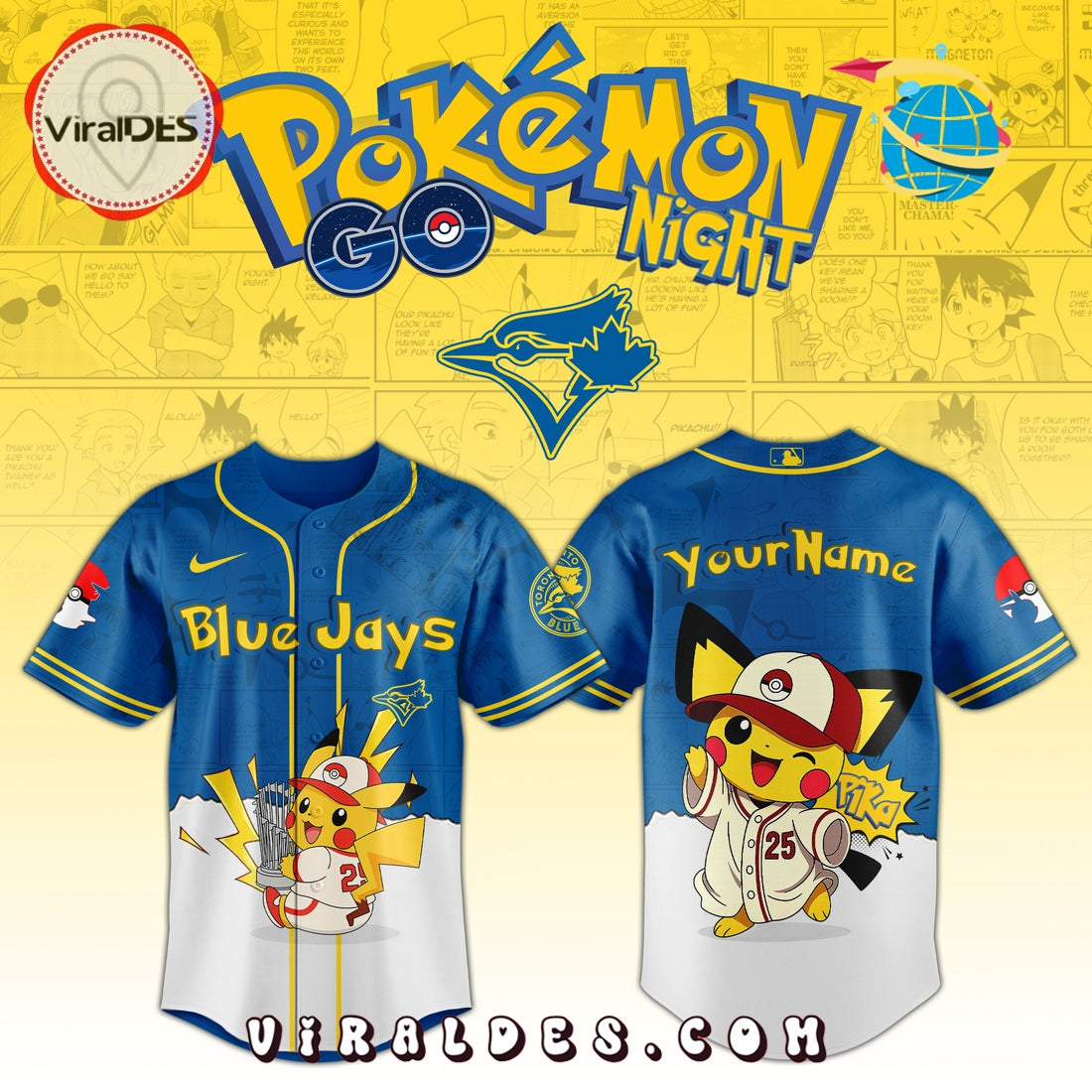 Toronto Blue Jays x Pokémon GO Night Baseball Jersey