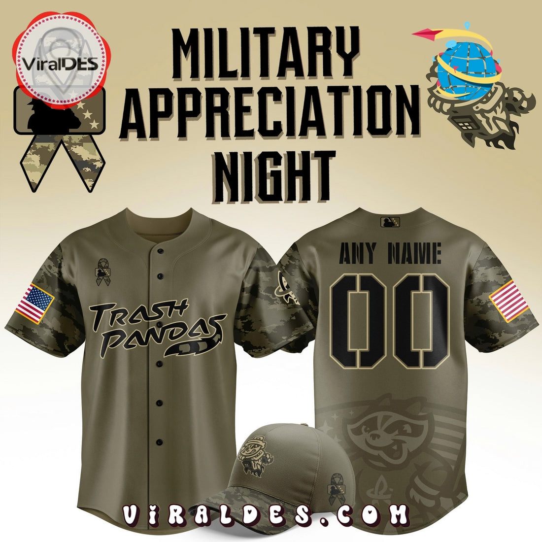 Trash Pandas Military Appreciation Baseball Jersey